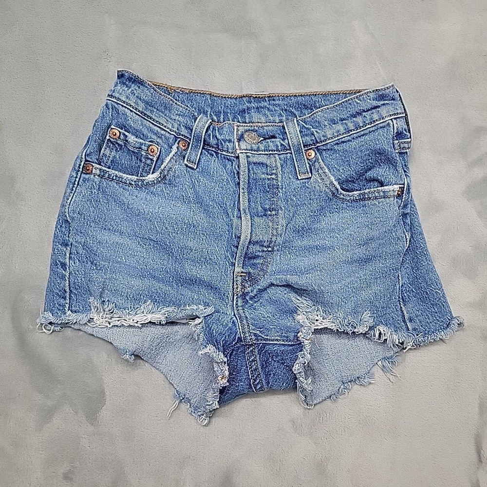 Levi's Shorts Womens 23 Blue 501 Cut Off High Rise Raw Hem Summer Festival